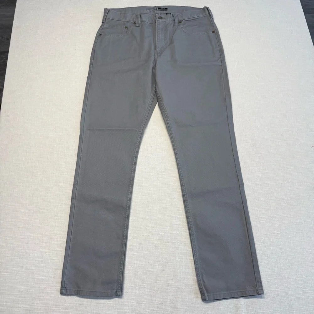 Carhartt Men's Slim Rugged Flex Duck Tapered 5-Pocket Gray Work Chinos